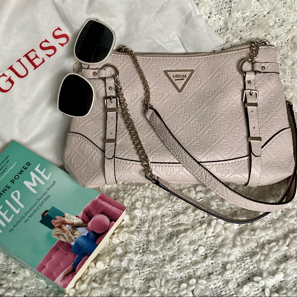 Palest Pink Guess Daniella All Over Monogram Embossed Handbag/Satchel